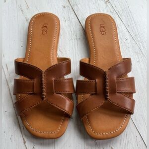 UGG Women's Brown Leather Teague Sandals